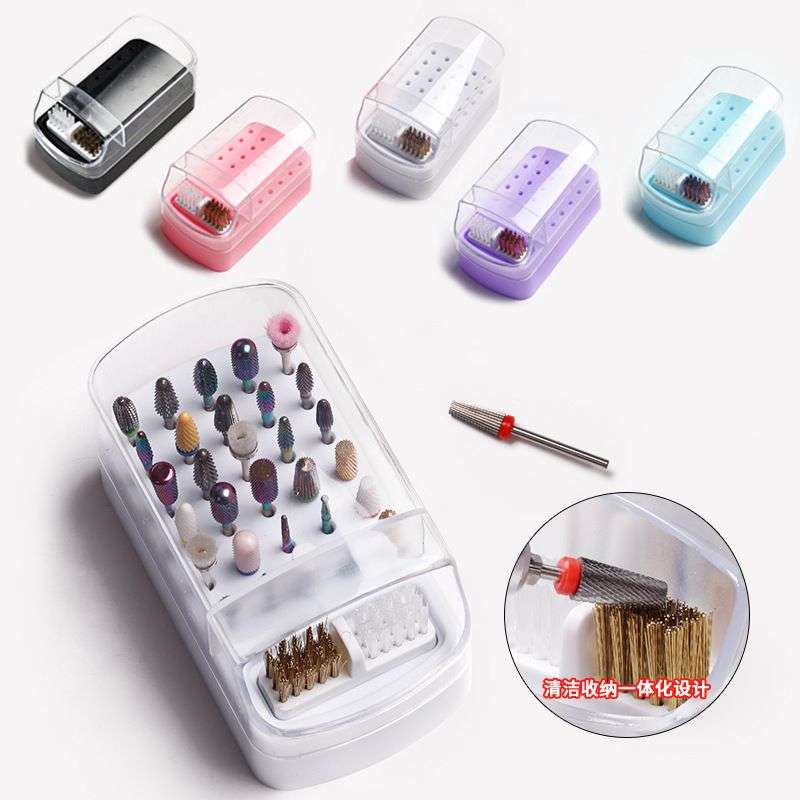 30 holes nail drill bit storage box white