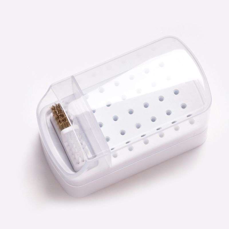 30 holes nail drill bit storage box white