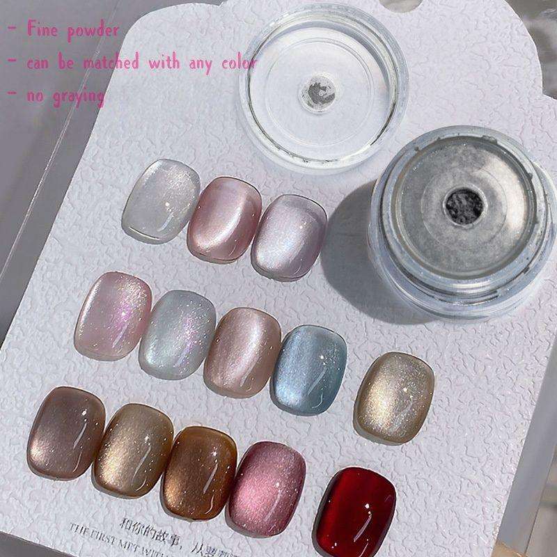 Universal porcelain white cat's eye powder for nail art, glittering crystal cat's eye
