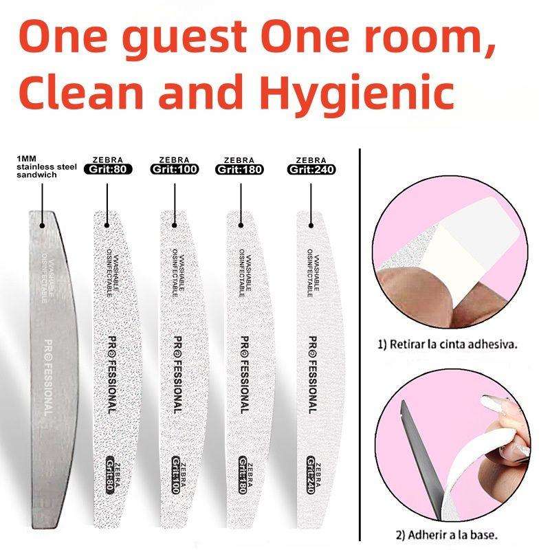 Reusable Peel and Stick Nail Files, Replaceable Emery Boards, Steel Base, 10 pcs Grey - 240#