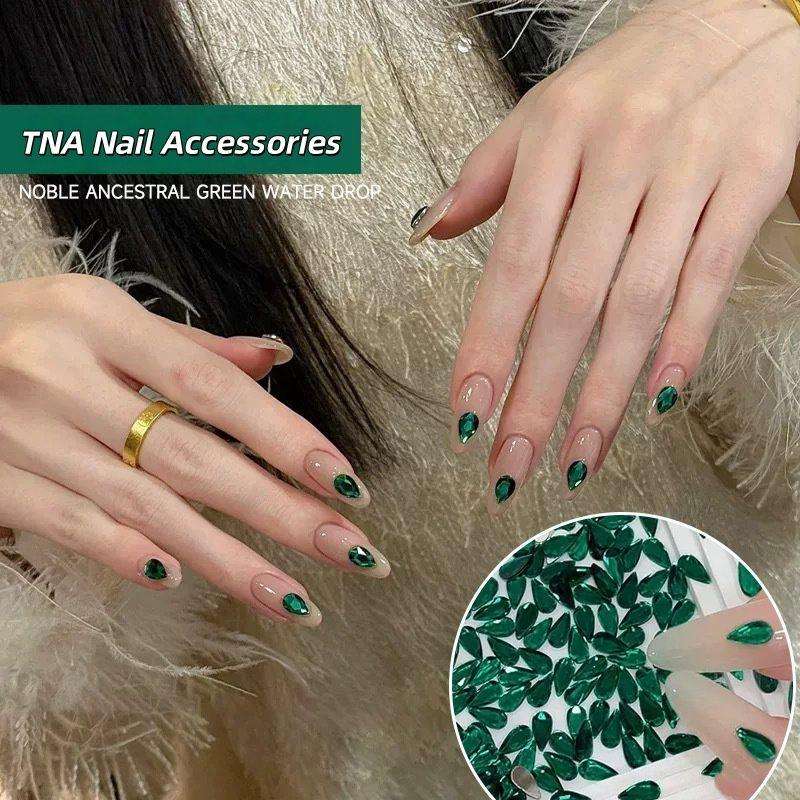 Dark Green Water drop Nail diamond jewelry Noble Emerald Octagonal flat bott -   Octagonal 6*8mm