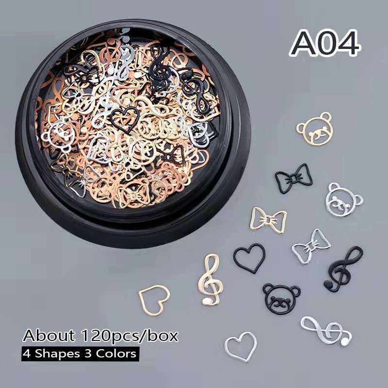 Black Pot 4 shapes Nail Art 120pcs number 4