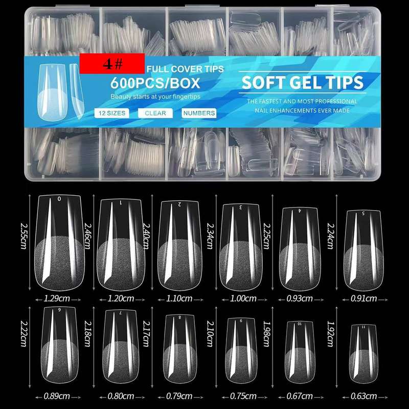 Extra Long Round Gel x Nail Tips 600pcs XXS number 4