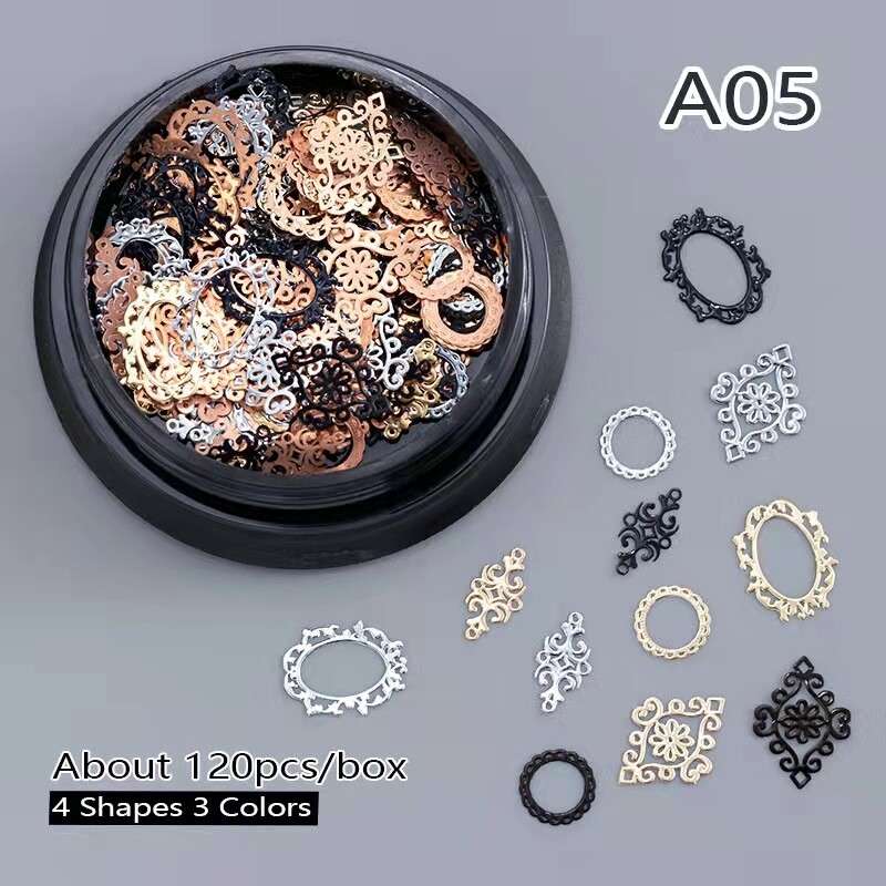 Black Pot 4 shapes Nail Art 120pcs number 5