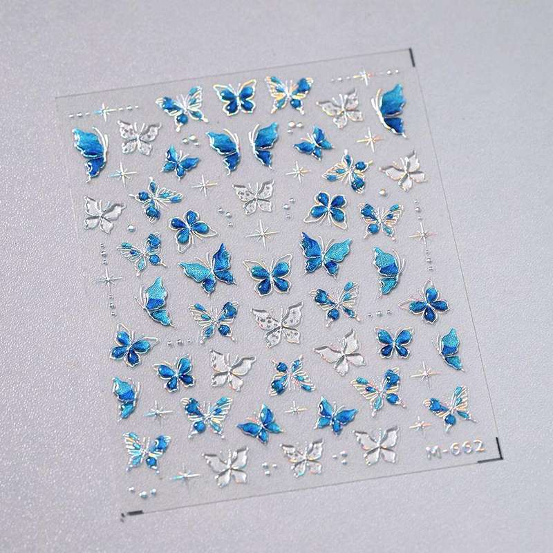 5D luxury butterfly adhesive nail stickers jelly glue series M662