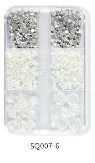 6 Grids Pearl Nail Decoration-   SQ007-6