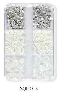 6 Grids Pearl Nail Decoration-   SQ007-6