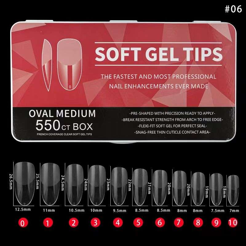 Soft Gel Tips Oval Medium 550pcs