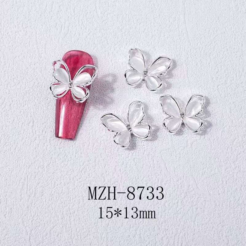 Cat Eye Stone Alloy Butterfly Nail Rhinestone 5pcs-  MZH-8733