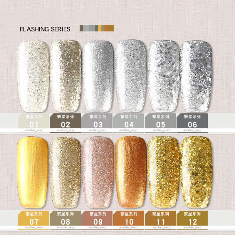 AS UV/LED Gel Polish 15ml -  Silver Gold Series message number