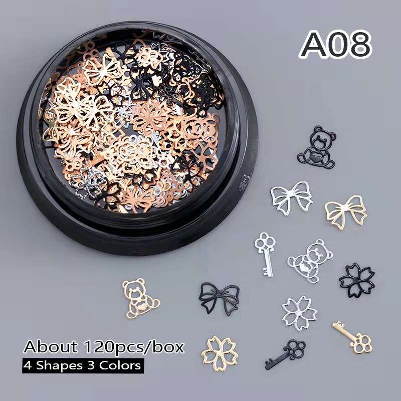 Black Pot 4 shapes Nail Art 120pcs number 8