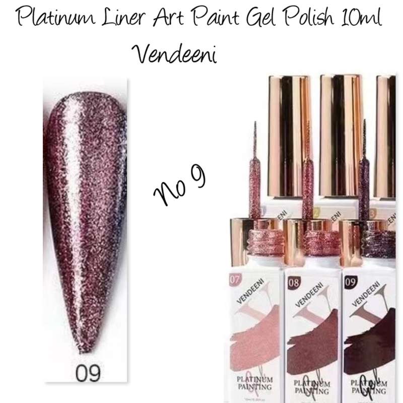 Vendeeni Platinum Liner Art Paint Gel Polish 10ml  no 9