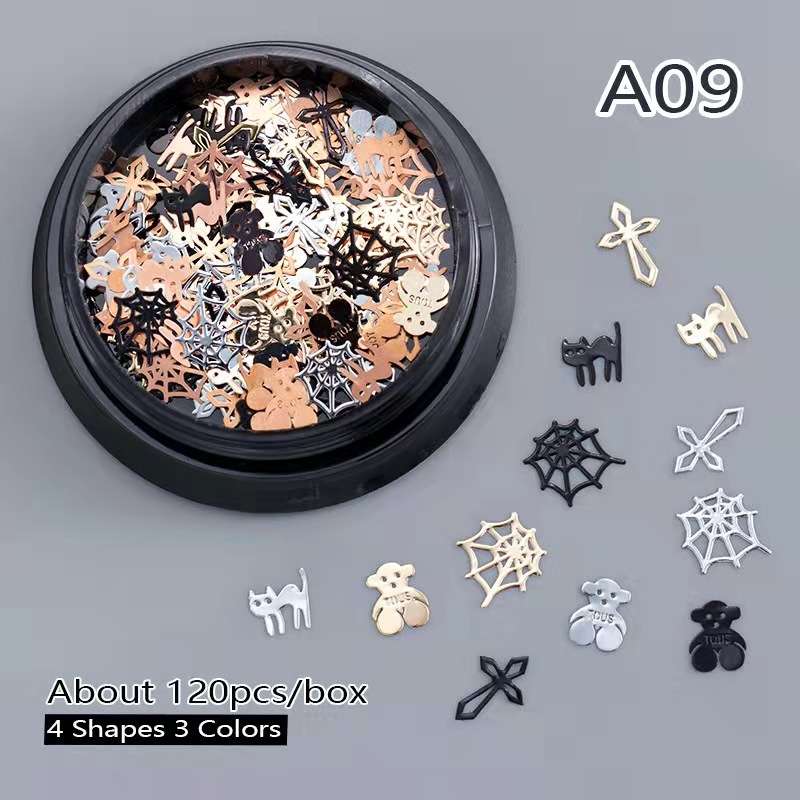 Black Pot 4 shapes Nail Art 120pcs number 9