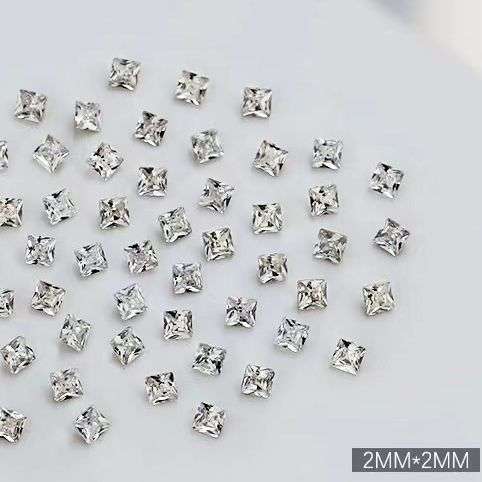Zircon Rhinestone A001 Square Flat Bottom 50pcs - 2*2mm Clear