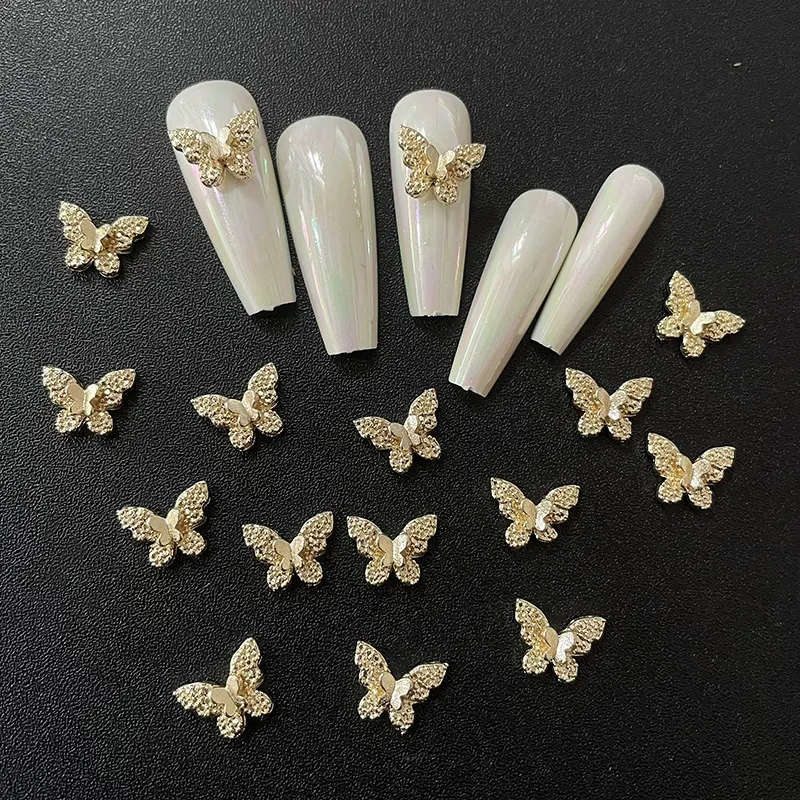 Alloy Butterfly Nail Rhinestones 10pcs -   Gold