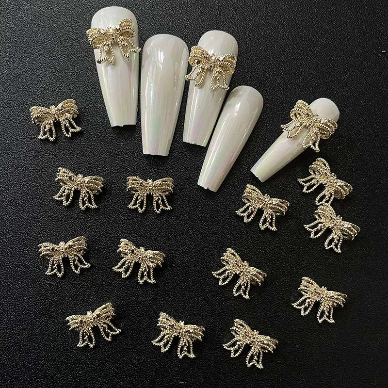 Alloy Butterfly Nail Rhinestones 10pcs - Gold