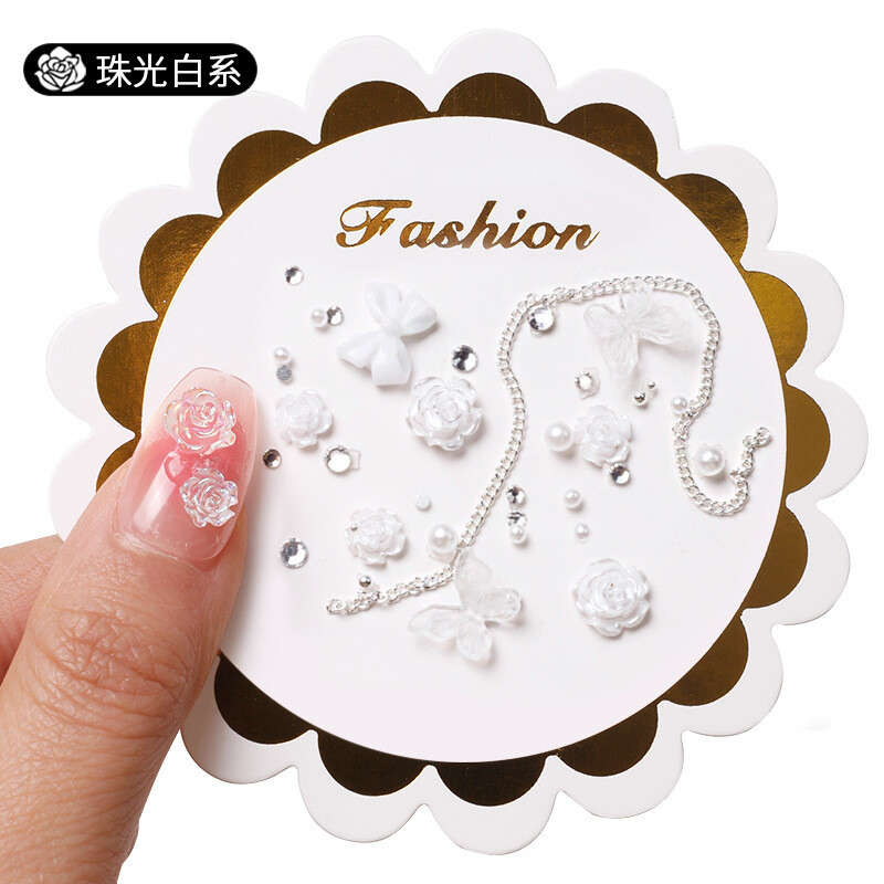 6 Grids Camellia Nail Decoration-  White