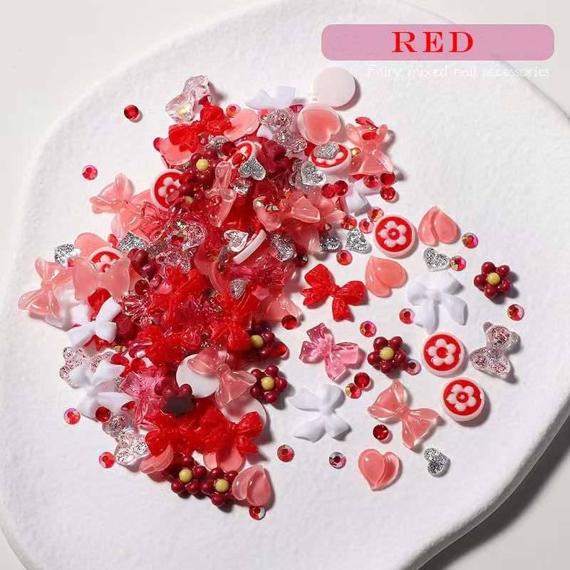 Fairy Mixed Nail Rhinestones -  Red
