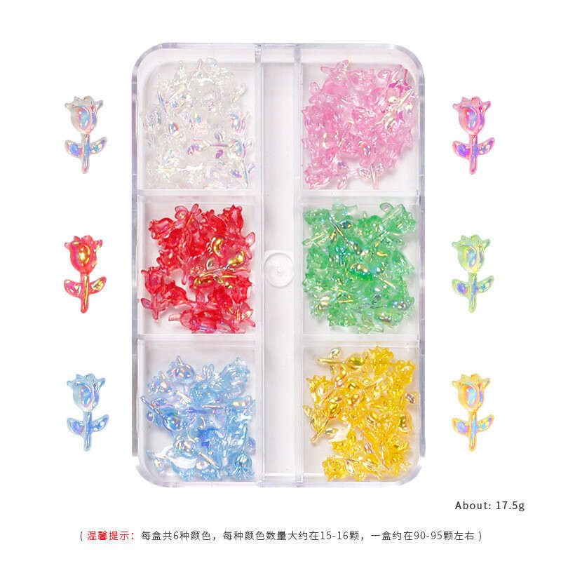 12 Grids Chain Nail Decoration-Rose