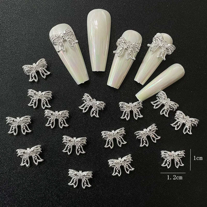 Alloy Butterfly Nail Rhinestones 10pcs -Silver