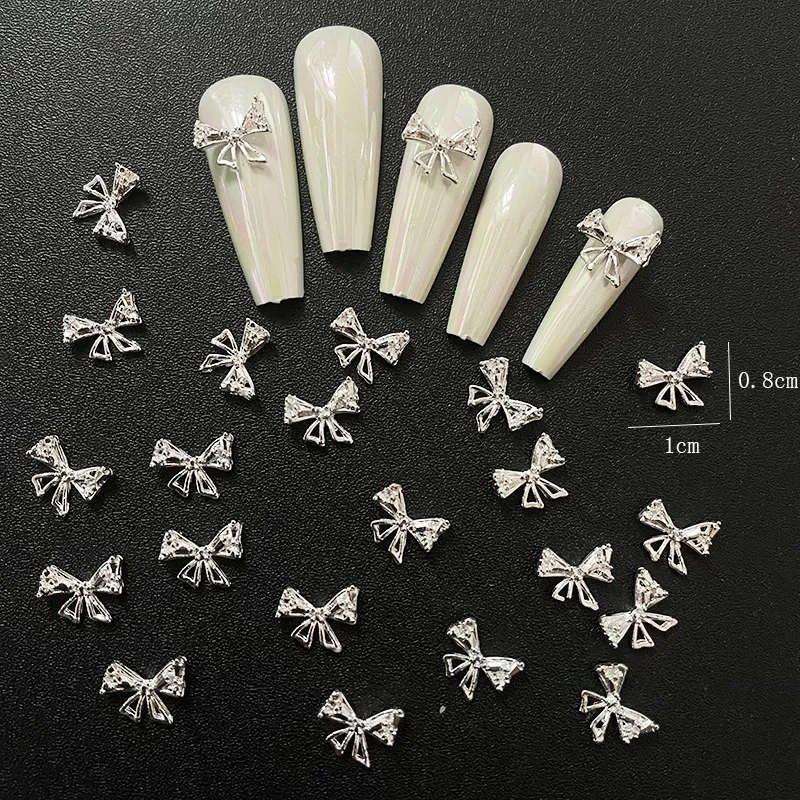 Alloy Butterfly Nail Rhinestones 10pcs -  Silver