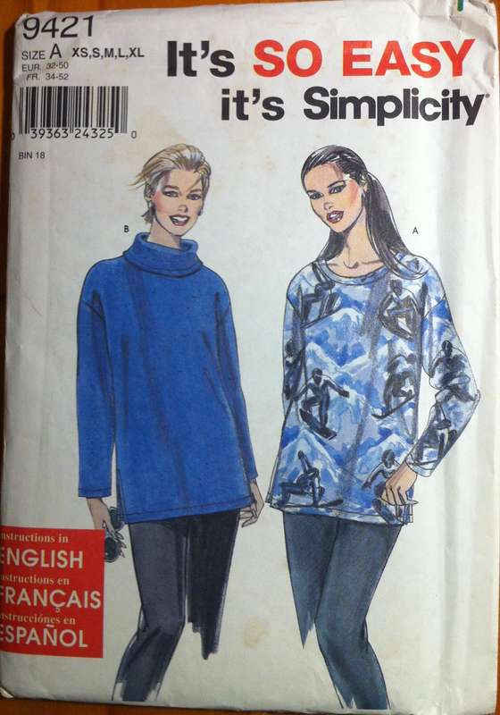 Simplicity 9421 Winter Tops. Size XS - XL. Complete Uncut F/F