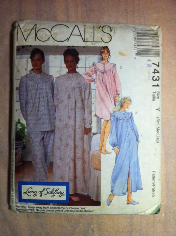McCalls 7431 Robe, PJ Top and Pants & Nightgown. Size S,M,L. Complete Uncut F/F