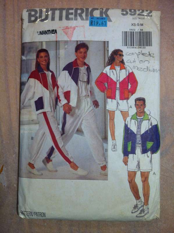 Butterick 5922 Unisex Jacket, Shorts and Pants. Size XS,S,M. Cut on M. Complete