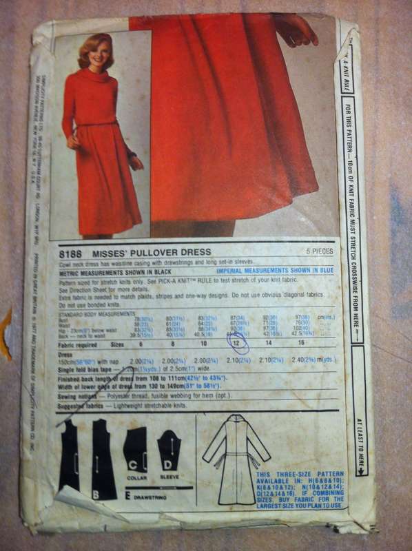 Simplicity 8188 Pullover Dress for Stretch Knits. Size 8,10,12. Complete