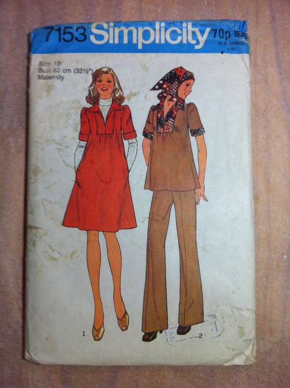 Simplicity 7153 Maternity Dress, Top & Pants. Size 10. Scarf Pattern Not Supplied.
