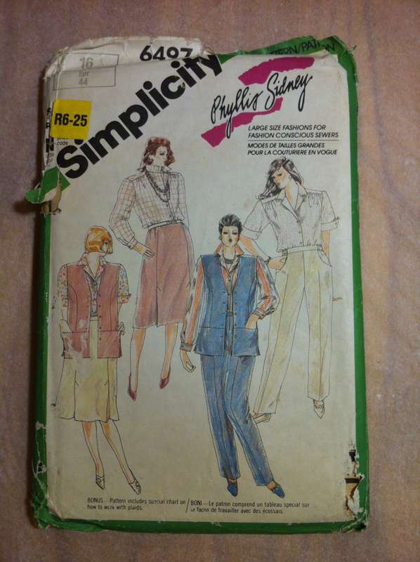 Simplicity 6497 Pants, Skirt, Shirt & Lined Vest. Size 16. Complete