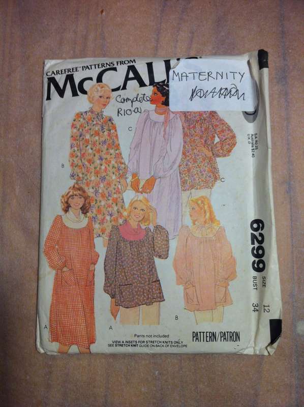 McCalls 6299 Maternity Dress or Top. Size 12. Complete