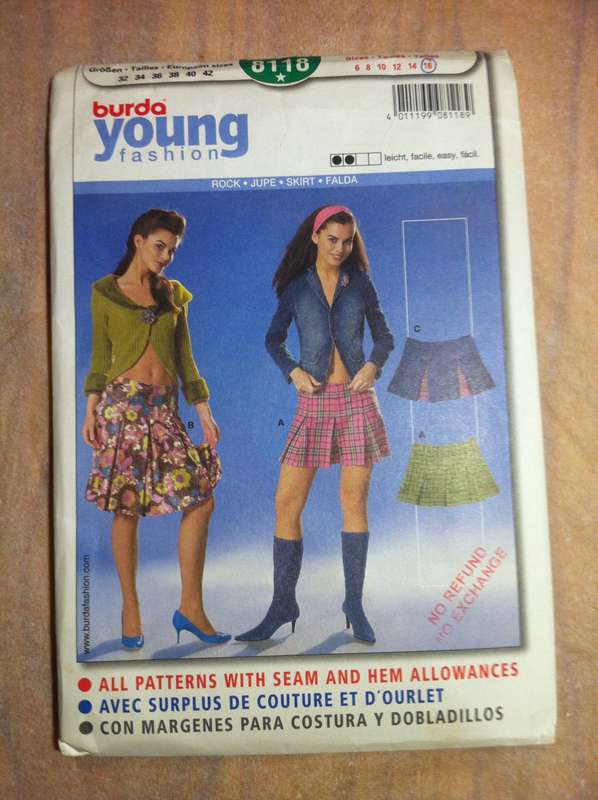 Young Burda 8118 Skirts. Size 6-16. Cut on 16. Complete