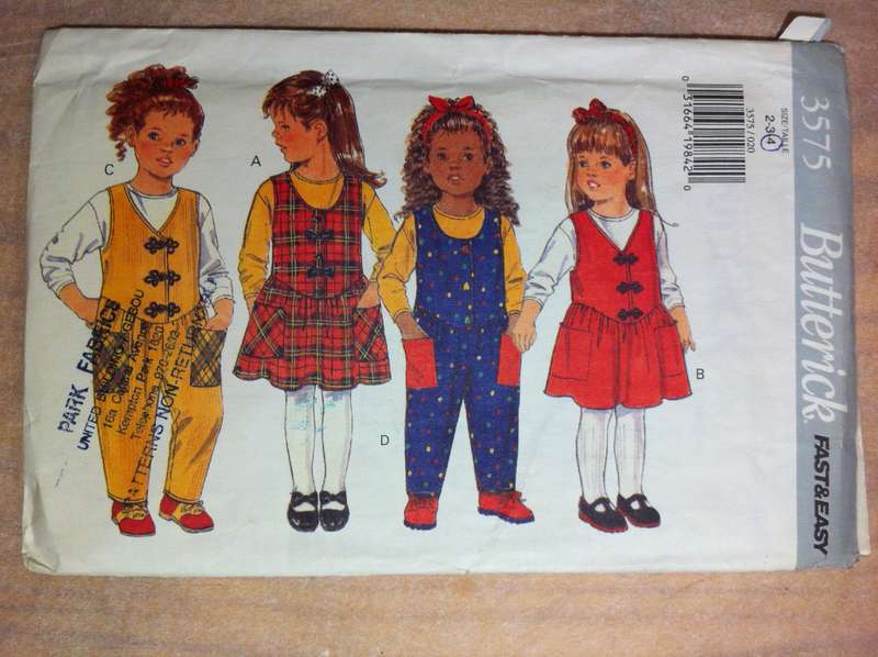 Butterick 3575 Children's Jumpsuit, Jumper & Top. Size 2,3,4. Cut on 4. Complete