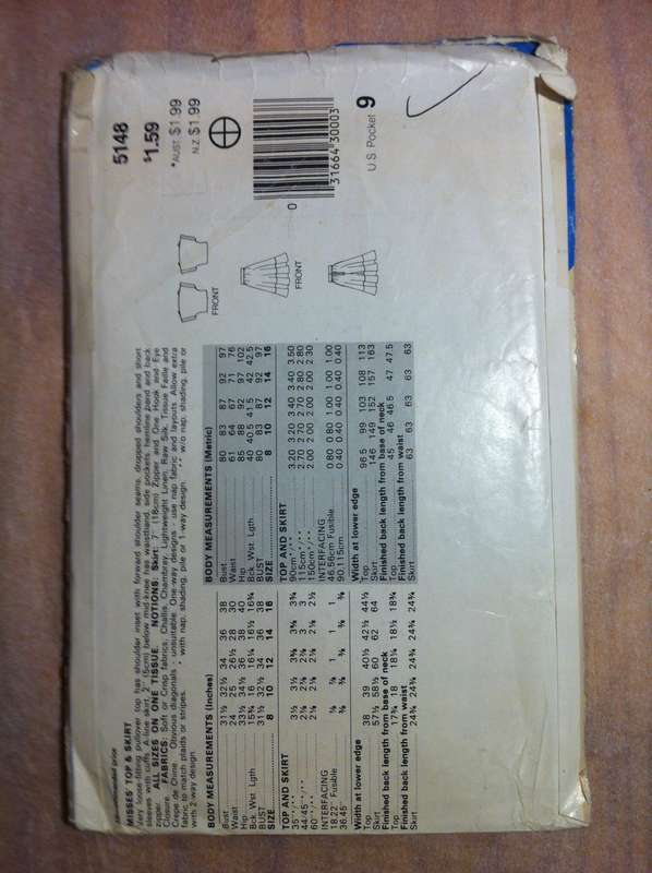 See & Sew 5148 Top and Skirt. Size 8-16. Complete