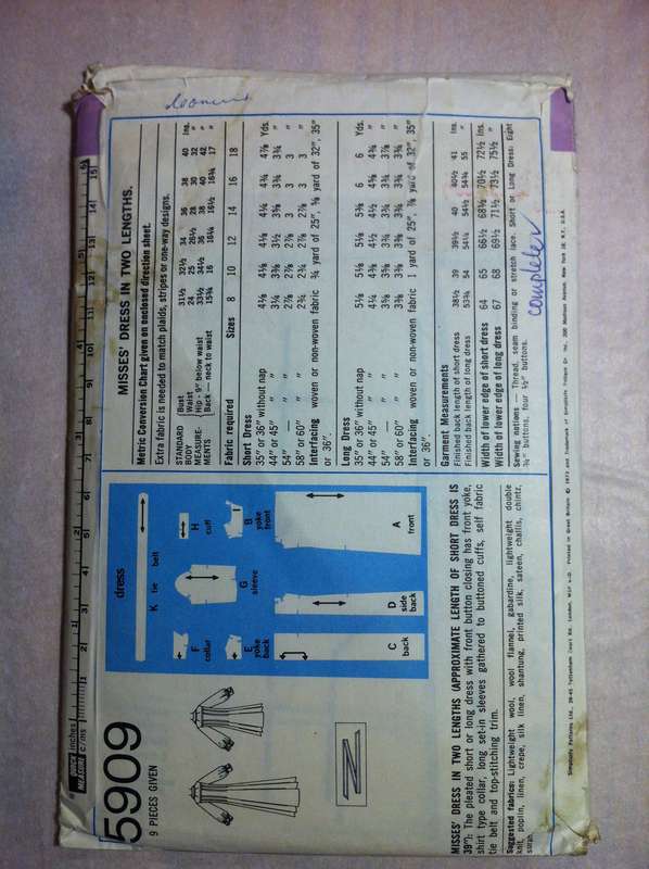 Simplicity 5909 Dress. Size 14. Complete