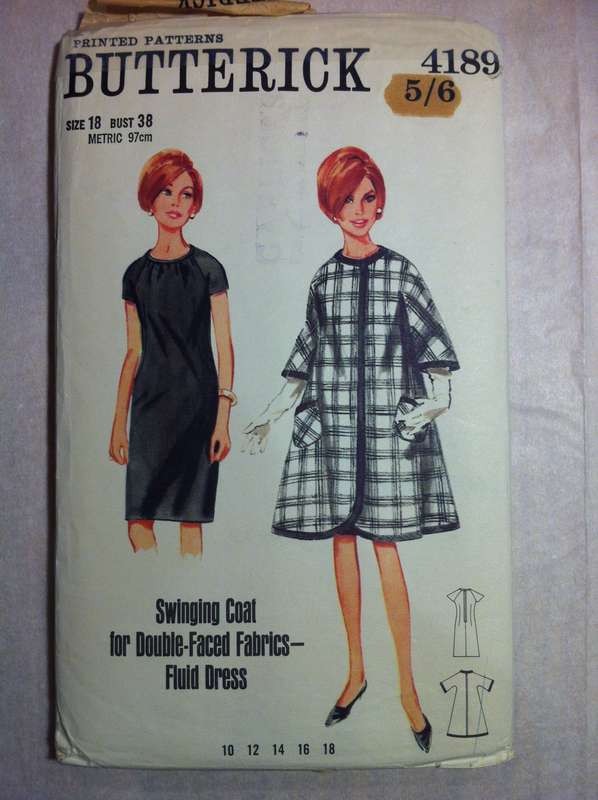 Butterick 4189 Swing Coat and Fluid Dress. Size 18. Complete