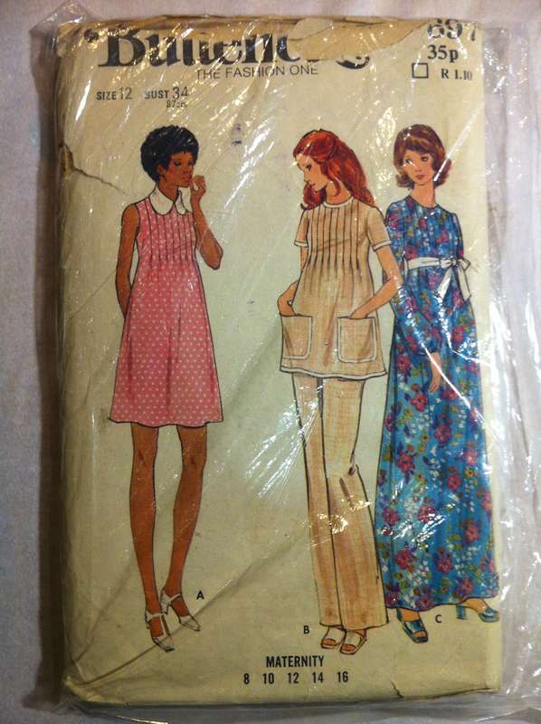 Butterick 6697 Maternity Dress, Tunic & Pants. Size 12. Complete