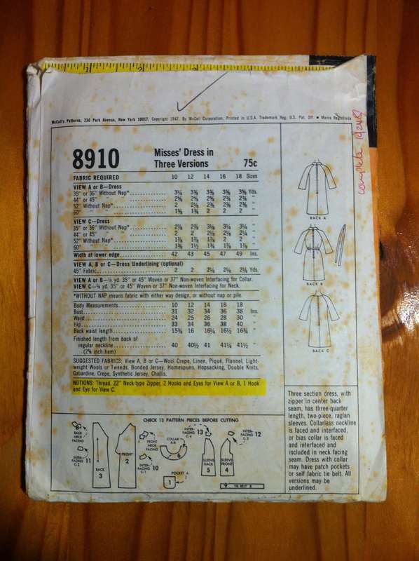 McCalls 8910 Dress in 3 Versions. Size 18. Complete