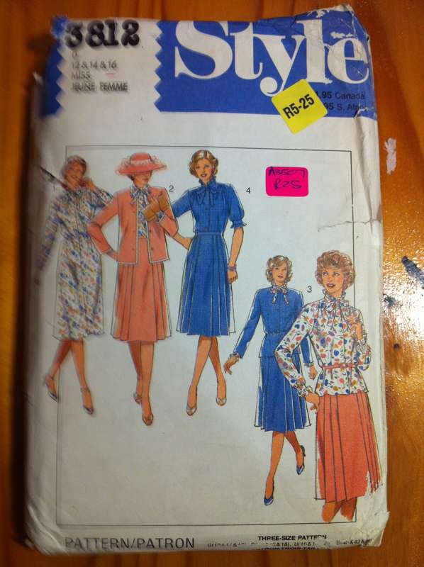Style 3812 Dress or Blouse, Lined Jacket & Skirt. Size 12-16. Cut on 16. Complete