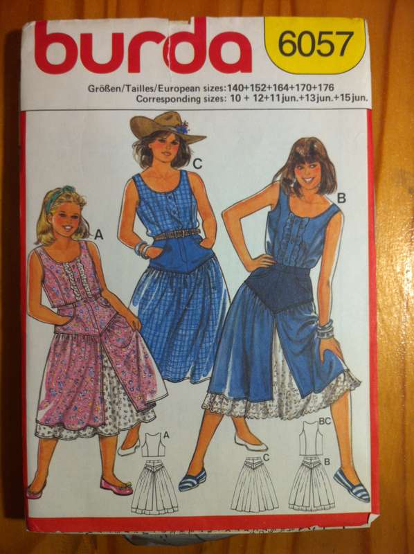 Burda 6057 Top and Skirt. Height 140-176 cm. Cut on 176 cm. Complete.