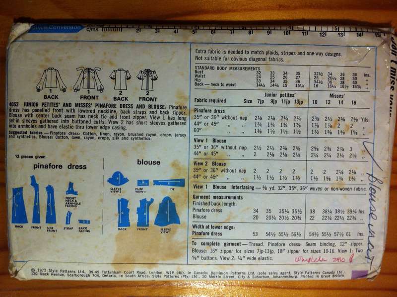 Style 4052  *B* Misses' Pinafore Dress and Blouse. Size 14. Complete