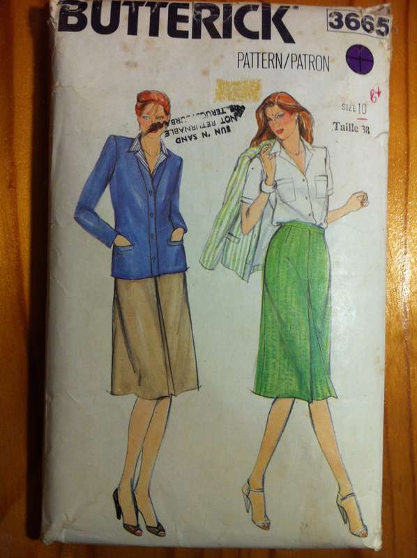 Butterick 3665 *B* Jacket, Blouse and Skirt. Size 10. Complete.