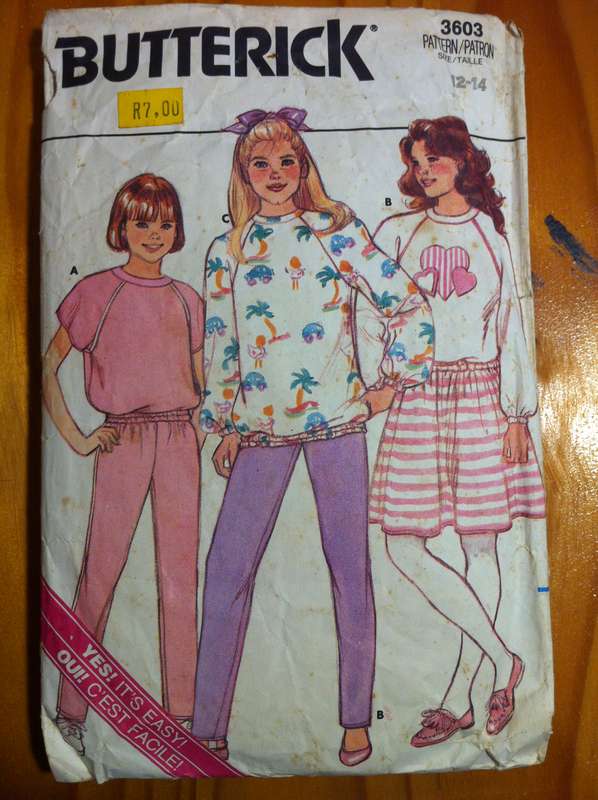 Butterick 3603  Girls Top, Skirt and Pants.Size 12-14. With Applique. No Sewing Instructions.