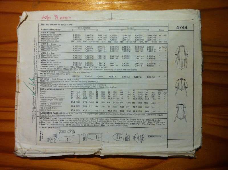 Mc Calls 4744 Dress or Top. Size 5. Complete. Uncut. F/F