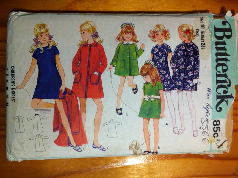 Butterick 5566 Girls One Piece Dress and Coat. Size 10/Chest 72 cm. Complete