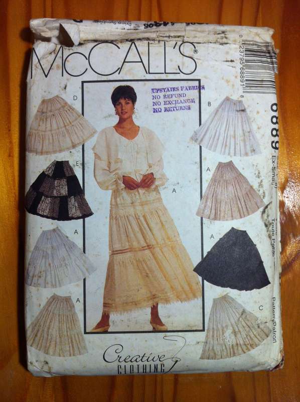 McCalls 6889 Tiered Skirts. Size XS 4-8. Complete. Envelope extensively worn / damaged.