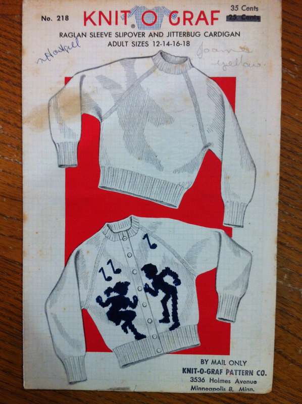 Knit O Graph Raglan Sleeve Slipover and Cardigan. Adult Sizes 12, 14, 16, 18.