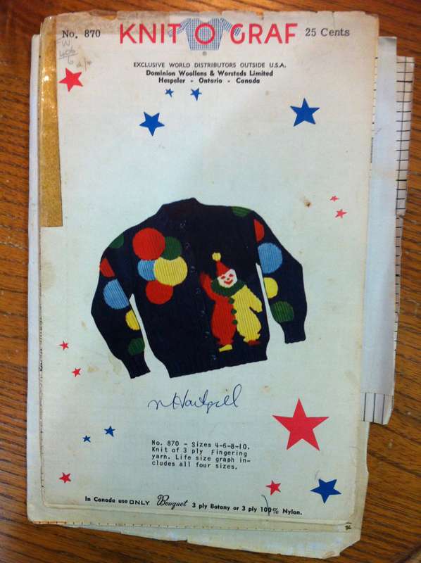 Knit O Graph 870 Childs Cardigan. Sizes 4, 6, 8, 10. Pattern is very worn / well used.
