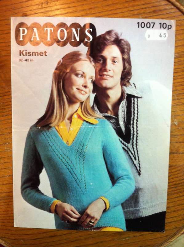 Patons 1007 Ladies and Mens V Neck Jerseys. Size 32 - 42 inches.